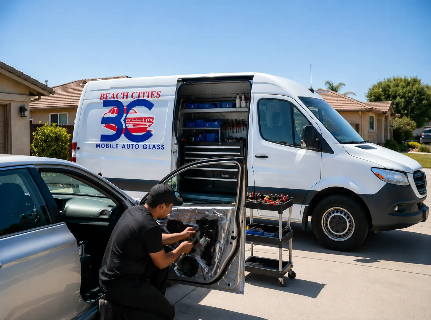 Window regulator repair service by Beach Cities Mobile Auto Glass technician